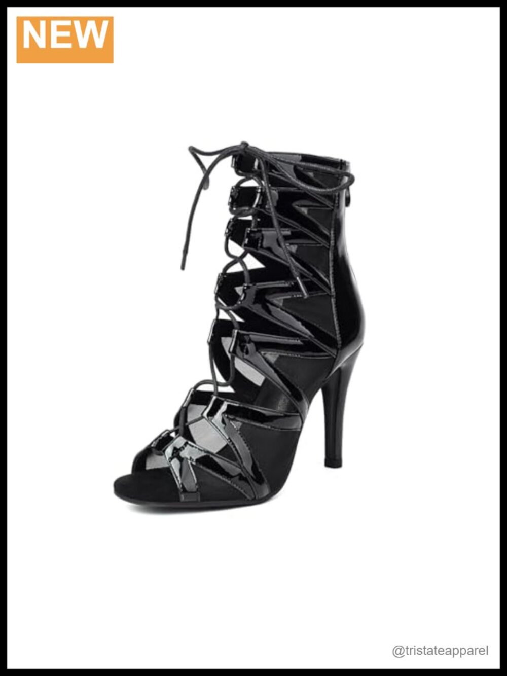 Women's Ballroom Dance Boots Lace Up Open Toe Latin Salsa Dance Heels Rubber